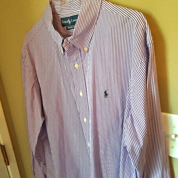 Blue Label Ralph Lauren Office Button Down Shirt in Purple and White XL - Picture 9 of 16